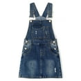 thumbnail image 1 of KIDSCOOL SPACE Girls Denim Skirts,Big Girls Ripped Soft Stretchy Jeans Overall Dress,Deep Blue,10-11 Years, 1 of 7
