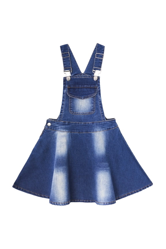 Girls Denim Skirts,Little Big Girls Soft Stretchy Jeans Overall Dress,Blue,11-12 Years