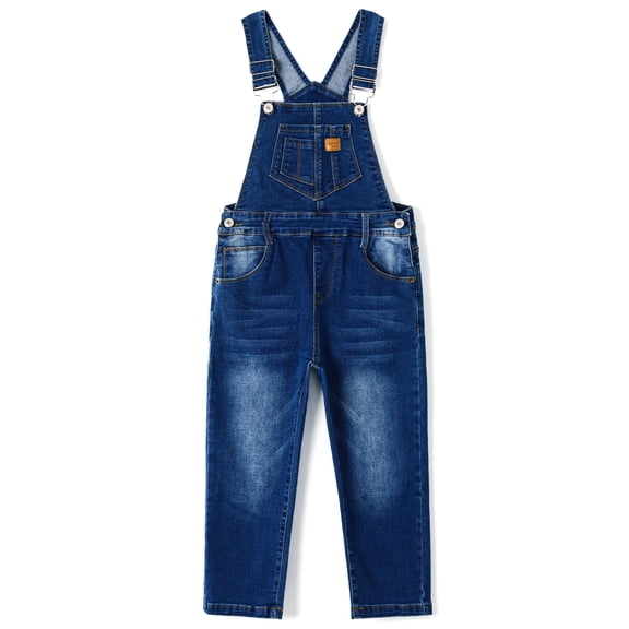 KIDSCOOL SPACE Girls Denim overalls, Bibs Washed Stretchy Jeans Jumpsuit,Light Blue,4-5 Years