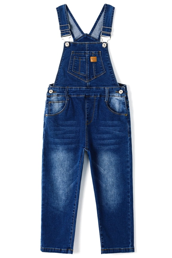 Girls Denim overalls, Bibs Washed Stretchy Jeans Jumpsuit,Light Blue,4-5 Years