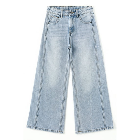 KIDSCOOL SPACE Girls Flare Jeans,Little Big Girl Bell Bottom Summer Denim Pants,13-14 Years