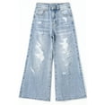 thumbnail image 1 of KIDSCOOL SPACE Girls Flare Jeans,Little Big Girl Ripped Wide Leg Soft Denim Pant,4-5 Years, 1 of 6