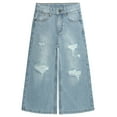 thumbnail image 1 of KIDSCOOL SPACE Girls Flare Jeans,Little Big Girl Ripped Wide Leg Soft Denim Pants,8-9 Years, 1 of 6