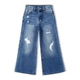 thumbnail image 1 of KIDSCOOL SPACE Girls Flare Jeans,Little Big Girl Ripped Wide Leg Summer Denim Pants,7-8 Years, 1 of 6