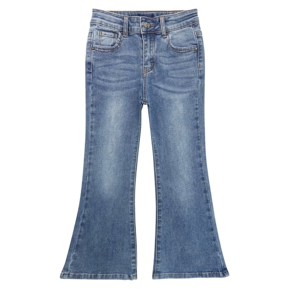 KIDSCOOL SPACE Girls Flared Denim Pants,18M-14T Wide Age Ranges Bell-bottom Stretchy Slim Jeans,Light Blue,7-8 Years
