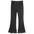 thumbnail image 1 of KIDSCOOL SPACE Girls Jeans, Split Hem with Dual Edges High Stretch Denim Flared Pants,Black, 13-14 Years, 1 of 6