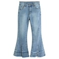 thumbnail image 1 of KIDSCOOL SPACE Girls Jeans, Split Hem with Dual Edges High Stretch Denim Flared Pants,Light Blue, 8-9 Years, 1 of 6