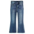 thumbnail image 1 of KIDSCOOL SPACE Girls Jeans, Split Hem with Ral Edges Elastic Waistband Inside High Stretch Denim Flared Pants,Light Blue,6-7 Years, 1 of 6