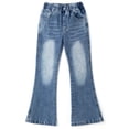 thumbnail image 1 of KIDSCOOL Girls Bell Bottom Denim Pants 18M-14T Elastic Waist Flare Jeans,Light Blue,7-8 Years, 1 of 7