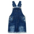 thumbnail image 1 of KIDSCOOL SPACE Girls Shorts, Baby Little Girls Stretchy Denim Shortalls, Deep Blue,4-5 Years, 1 of 8
