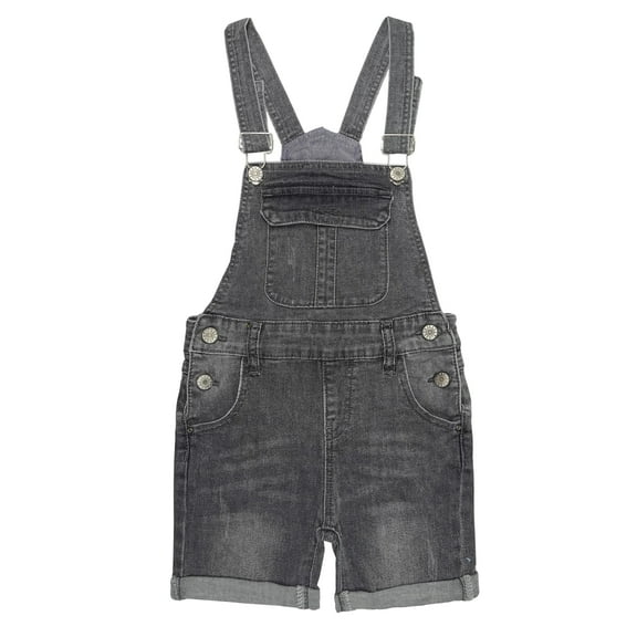 KIDSCOOL SPACE Girls Shorts, Baby Little Girls Stretchy Denim Shortalls, Grey,6-7 Years