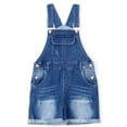 thumbnail image 1 of KIDSCOOL SPACE Girls Shorts, Baby Little Girls Stretchy Denim Shortalls, Light Blue,9-10 Years, 1 of 8