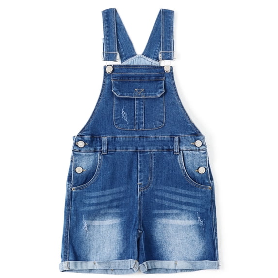 KIDSCOOL SPACE Girls Shorts, Baby Little Girls Stretchy Denim Shortalls, Light Blue,9-10 Years