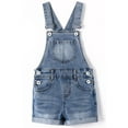 thumbnail image 1 of KIDSCOOL SPACE Girls Shorts,Little Big Girls Stretchy Denim Ripped Summer Shortalls,Light Blue,9-10 Years, 1 of 7