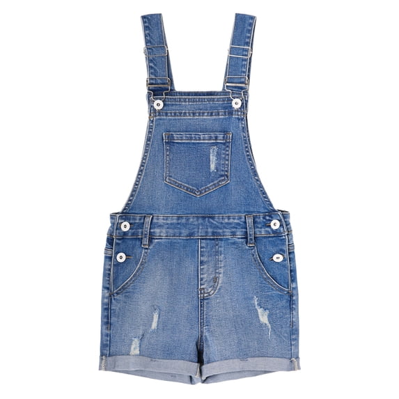 KIDSCOOL SPACE Girls Shorts,Little Big Girls Stretchy Denim Ripped Summer Shortalls