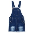 thumbnail image 1 of KIDSCOOL SPACE Girls Shorts,Little Girls Big Bibs Washed Soft Summer Denim Shortalls,Deep Blue,6-7 Years, 1 of 8