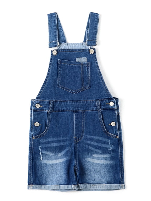 Girls Shorts,Little Girls Big Bibs Washed Soft Summer Denim Shortalls,Light Blue,4-5 Years