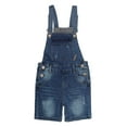 thumbnail image 1 of KIDSCOOL SPACE Girls Shorts,Little Girls Stretchy Denim Ripped Summer Shortalls,Deep Blue,8-9 Years, 1 of 6