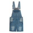 thumbnail image 1 of KIDSCOOL SPACE Girls Shorts,Little Girls Stretchy Denim Ripped Summer Shortalls,Light Blue,7-8 Years, 1 of 6