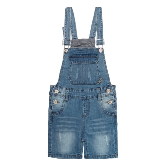 KIDSCOOL SPACE Girls Shorts,Little Girls Stretchy Denim Ripped Summer Shortalls,Light Blue,7-8 Years