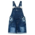thumbnail image 1 of KIDSCOOL SPACE Girls Shorts,Little Girls Stretchy Denim Slim Summer Shortalls,Deep Blue,4-5 Years, 1 of 7