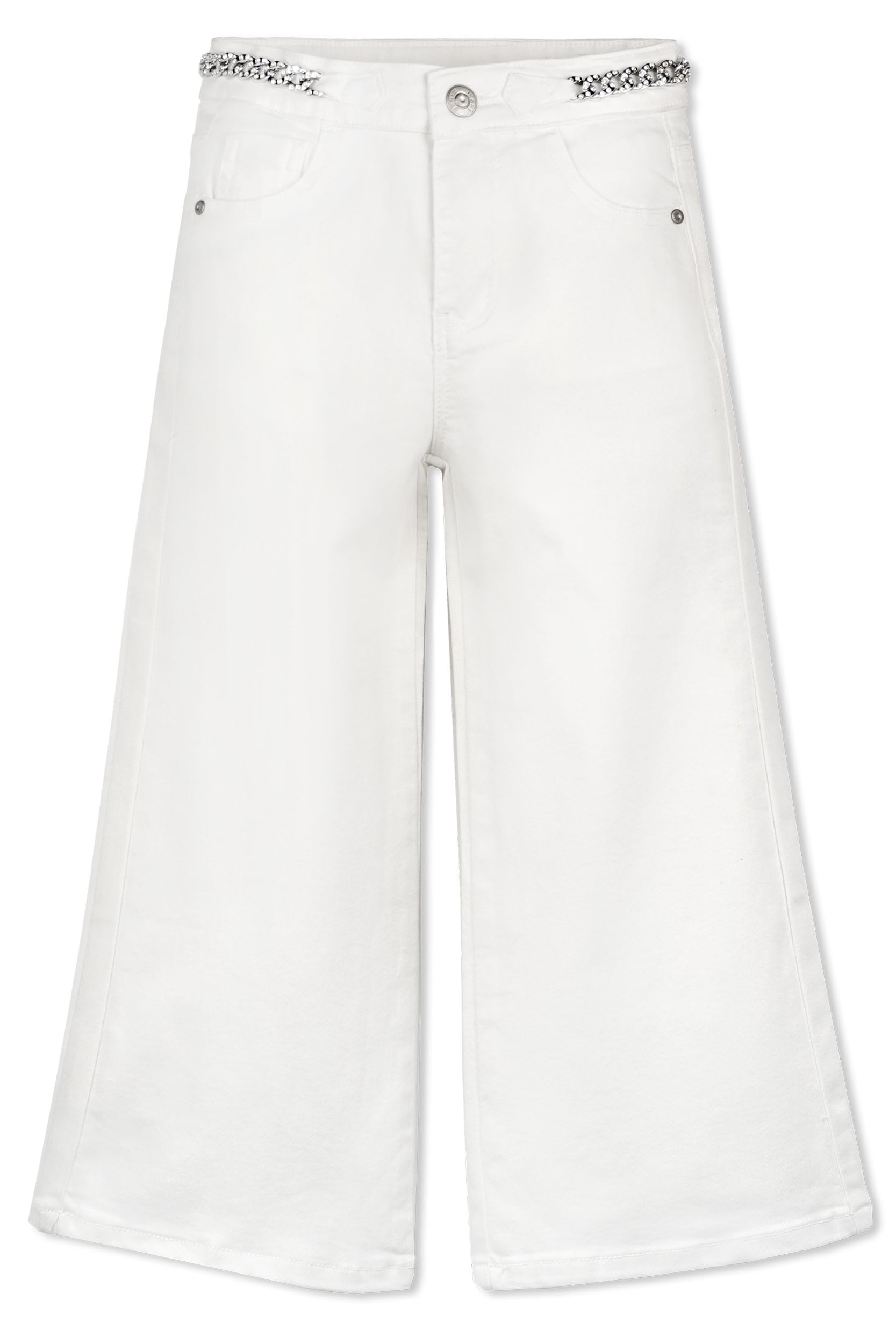 KIDSCOOL SPACE Girls Slim Jeans,Wide-leg Simple Design Denim Pants Light Blue 4 5 Years