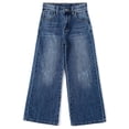 thumbnail image 1 of KIDSCOOL SPACE Girls Slim Jeans,Ripped Wide-leg Denim Pants,Deep Blue,8-9 Years, 1 of 7