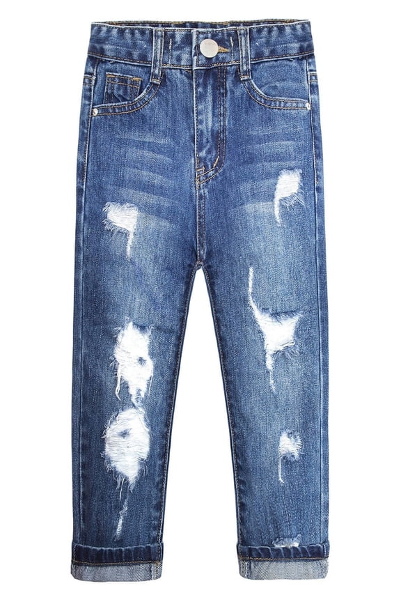 Girls Slim Ripped Holes Pink Sequin Stars Fashion Jeans