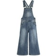 thumbnail image 1 of KIDSCOOL SPACE Girls Slim-fit Denim Overalls,Little Big Kids Wide-Leg Jeans Dungarees Pants,Light Blue,6-7 Years, 1 of 7