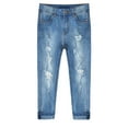 thumbnail image 1 of KIDSCOOL SPACE Girls Slim-fit Jeans, Ripped Holes Stretch Denim Pants,11-12 Years, 1 of 6
