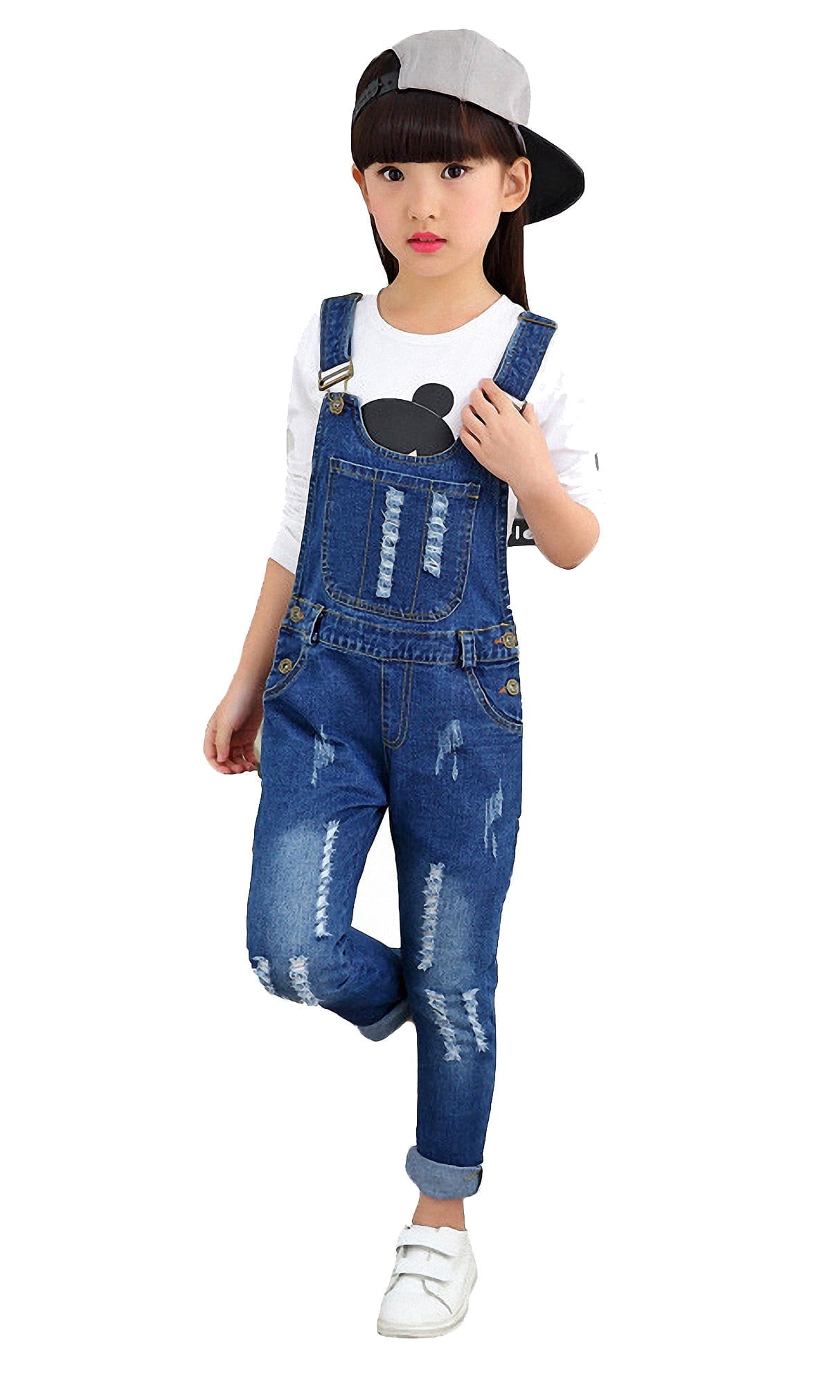 KIDSCOOL SPACE Girls Washed Distressed Denim Ripped Cotton Jean ...
