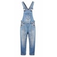 thumbnail image 1 of KIDSCOOL SPACE Girls Washed Distressed Denim Ripped Cotton Jean Overalls,Light Blue,5-6 Years, 1 of 8