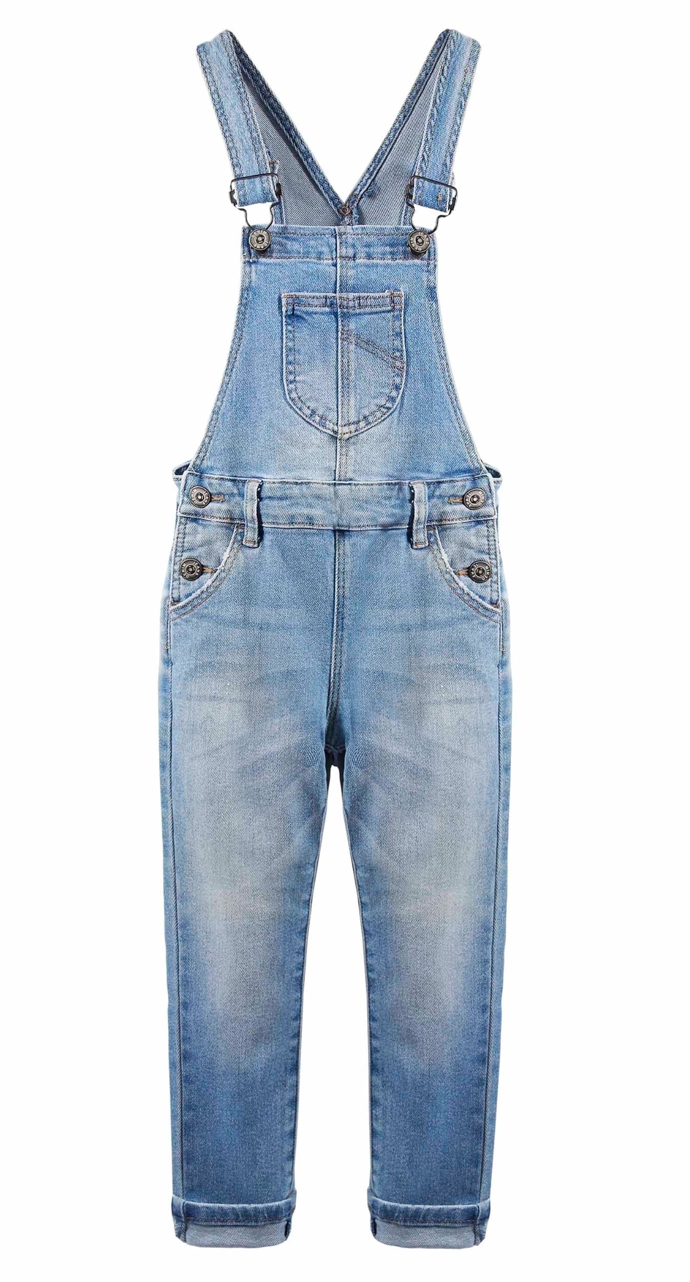 Distressed Thread KIDSCOOL SPACE Girls Distressed Denim Ripped Cotton Jean Overalls ...