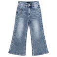 thumbnail image 1 of KIDSCOOL Girls Wide Leg Denim Pants 5-13T Ripped Heart Embroidered Jeans ,Light Blue,11-12 Years, 1 of 7