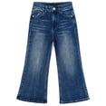 thumbnail image 1 of KIDSCOOL Girls Wide Leg Denim Pants 5-13T Ripped Heart Embroidered Jeans ,Mid Blue,7-8 Years, 1 of 7