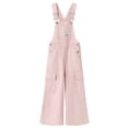thumbnail image 1 of KIDSCOOL Big Girls Cargo Denim Overalls Kids Wide Leg Jean Jumpsuit Pants,Pink,10-11 Years, 1 of 8