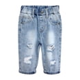 thumbnail image 1 of KIDSCOOL SPACE Infant Jeans,Baby Toddler Elastic Waist with D-ring 4 Ripped Holes Denim Pants,Light Blue,18-24 Months, 1 of 6