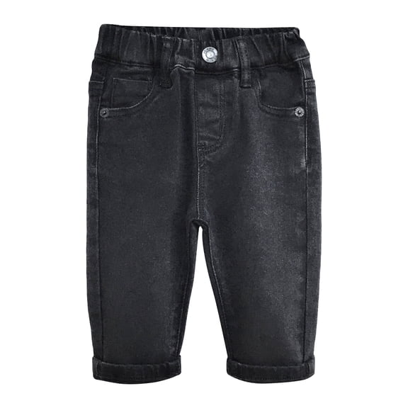 KIDSCOOL SPACE Infant Jeans,Baby Toddler Elastic Waist with D-ring Stretch Denim Pants,Black,2-3 Years