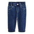 thumbnail image 1 of KIDSCOOL SPACE Infant Jeans,Baby Toddler Elastic Waist with D-ring Stretch Denim Pants,Deep Blue,12-18 Months, 1 of 5