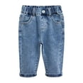 thumbnail image 1 of KIDSCOOL SPACE Infant Jeans,Baby Toddler Elastic Waist with D-ring Stretch Denim Pants,Mid Blue,2-3 Years, 1 of 5