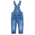 thumbnail image 1 of KIDSCOOL SPACE Kid Boy Girl Small Bib Pocket Ripped Adjustable Straps Jean Overalls,Denim Cute Jumper,Blue,7-8 Years, 1 of 8