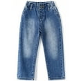thumbnail image 1 of KIDSCOOL SPACE Kid Girl Boy,Elastic Band Inside Ripped Denim Wide-Leg Jeans Pants,Blue,8-9 Years, 1 of 6