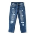 thumbnail image 1 of KIDSCOOL SPACE Kid Girl Boy Jeans,Little Kid Elastic Band Inside Ripped Denim Jeans Pants,Blue,3-4 Years, 1 of 7