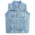 thumbnail image 1 of KIDSCOOL SPACE Kid Jean Vest,Junior Ripped Raw Edge Denim Vest Tops,Light Blue,10-11 Years, 1 of 5