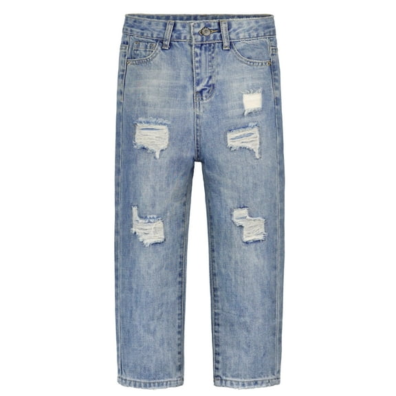 KIDSCOOL SPACE Kids Bird Shaped Ripped Holes Elastic Band Inside Slim Jeans,12-13 Years