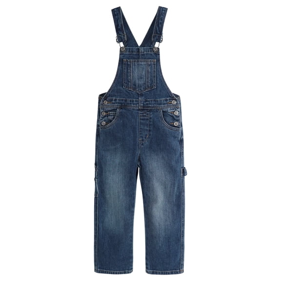 KIDSCOOL SPACE Kids' Denim Bib Overalls,Little Big Kids 3 Buttons Both Sides Jean Dungarees Pants,Deep Blue,12-13 Years