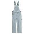 thumbnail image 1 of KIDSCOOL SPACE Kids' Denim Bib Overalls,Little Big Kids 3 Buttons Both Sides Jean Dungarees Pants,Light Blue,7-8 Years, 1 of 7