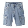 thumbnail image 1 of KIDSCOOL Boys Cargo Denim Shorts 5-14T Multi Pocket Utility Jean Half Pants,Light Blue,10-11 Years, 1 of 8
