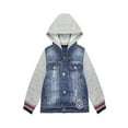 thumbnail image 1 of KIDSCOOL SPACE Little Boy Grey Hooded Elastic Sleeves Jean Jacket Coat,4-5 Years, 1 of 7