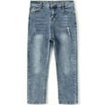 thumbnail image 1 of KIDSCOOL SPACE Little Boy Slim Fit Jeans,Kid Ripped Elastic Band Inside Denim Pants,Light Blue,4-5 Years, 1 of 6